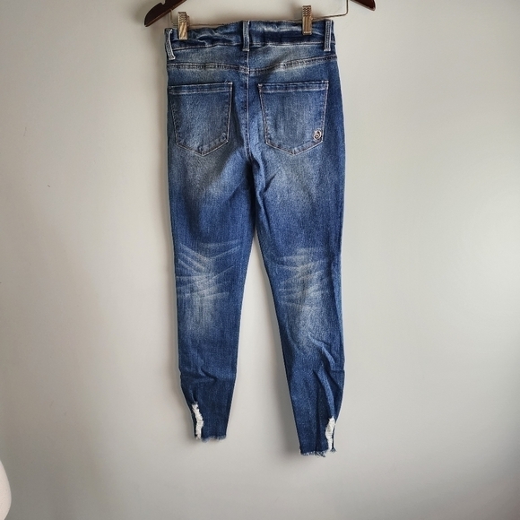 Indigo Rein Women's High Rise Skinny Fit Factory Distressed Denim Jeans Size 26 - Picture 8 of 9